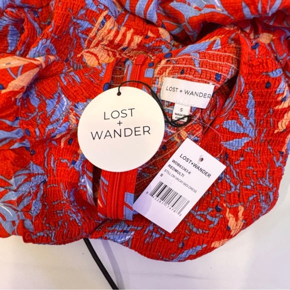 Lost + Wander Red and Blue Flutter Sleeve Sundress - Picture 6 of 6